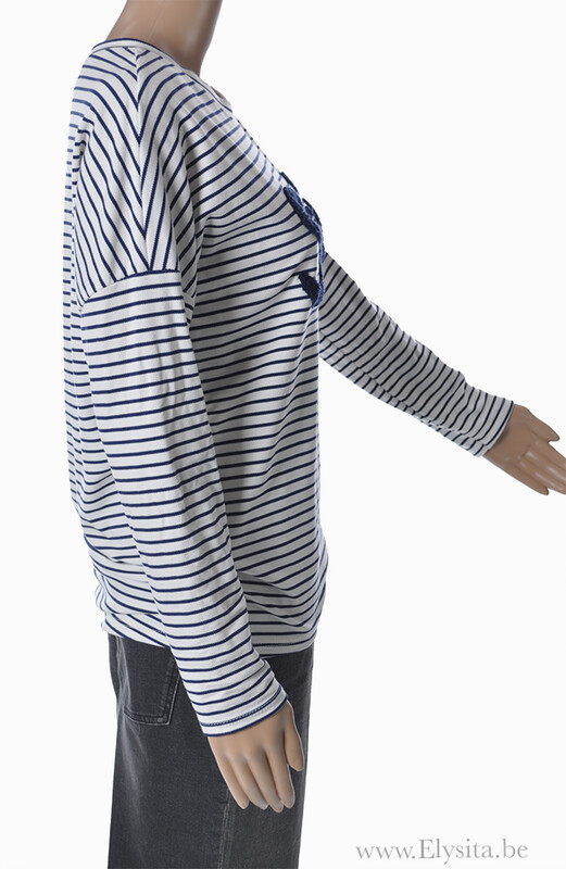T-shirt Smile | Blauw-Wit