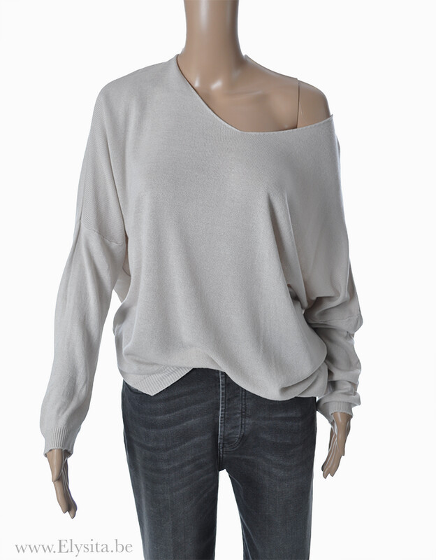 Losse V-hals trui | Beige