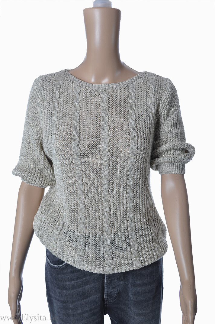 Fijngebreide trui met glitter | Beige