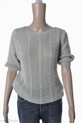 Fijngebreide trui met glitter | Beige