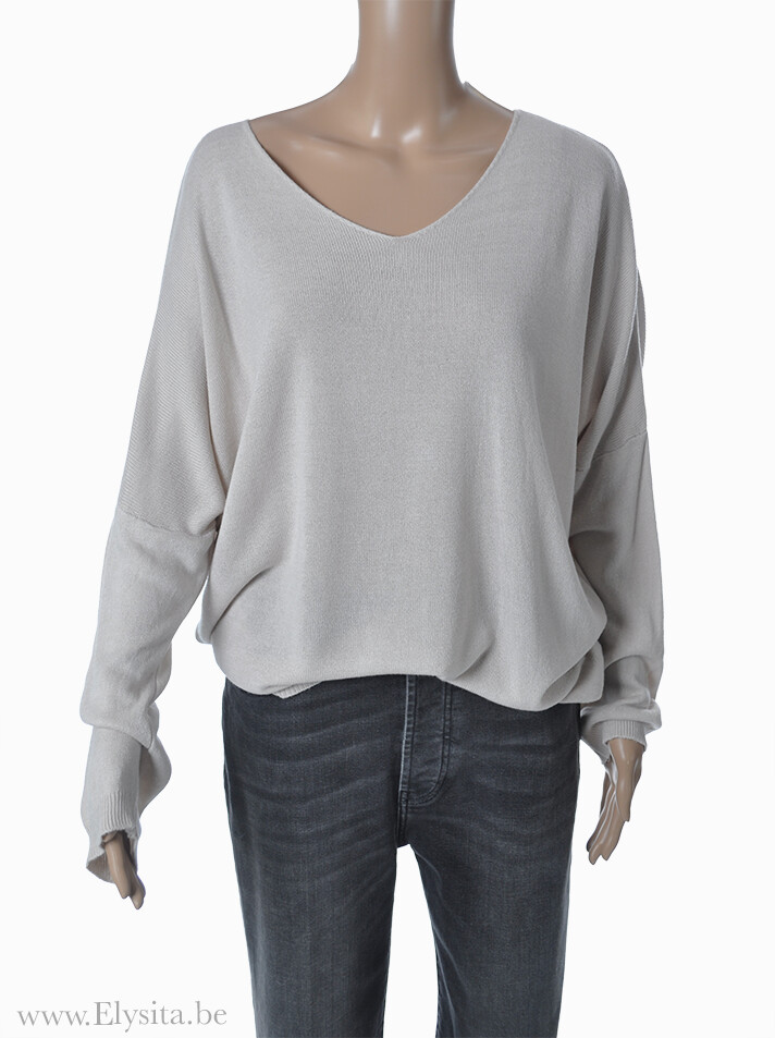 Losse V-hals trui | Beige