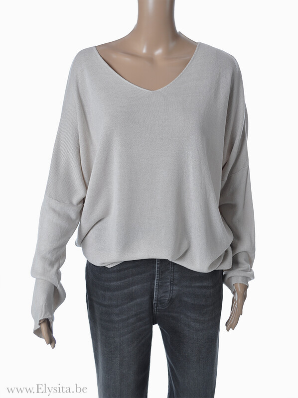 Losse V-hals trui | Beige