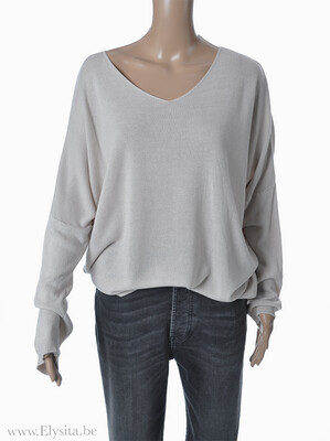 Losse V-hals trui | Beige