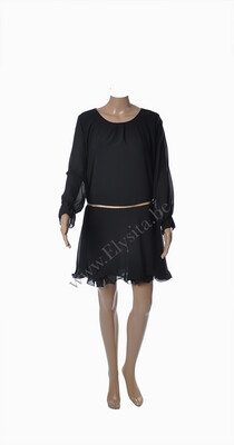 Jurk van Chiffon met Riem | Zwart