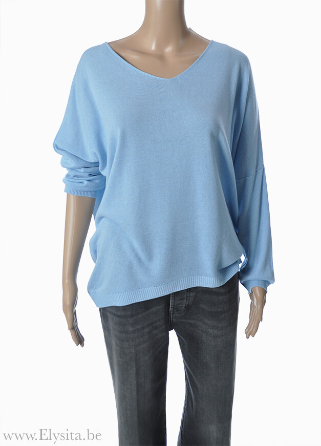 Losse V-hals trui | Lichtblauw