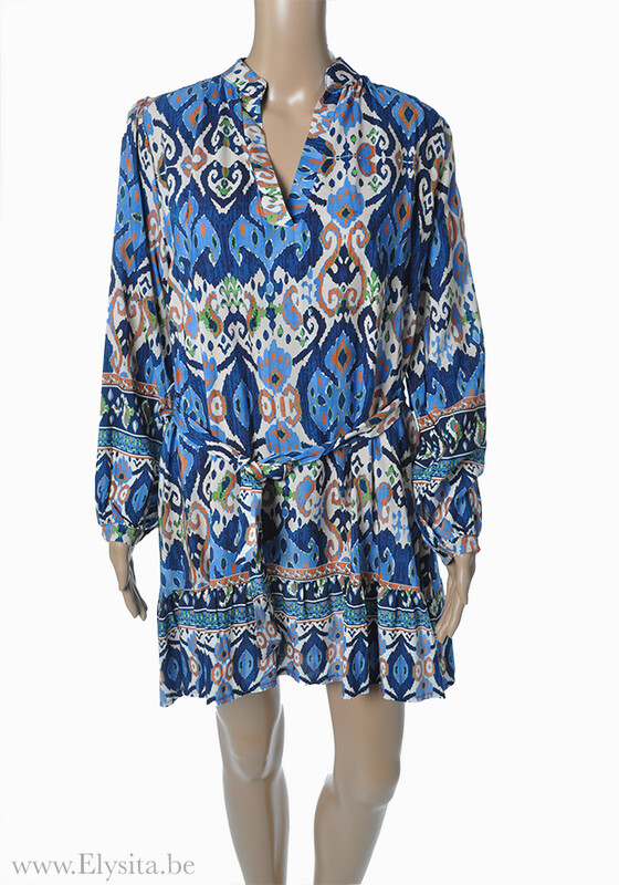 Korte jurk met print | Blauw