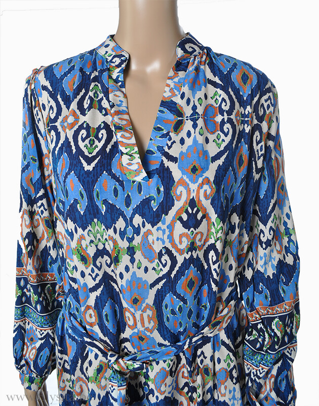 Korte jurk met print | Blauw
