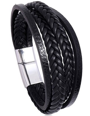 Lederen armband | Zwart