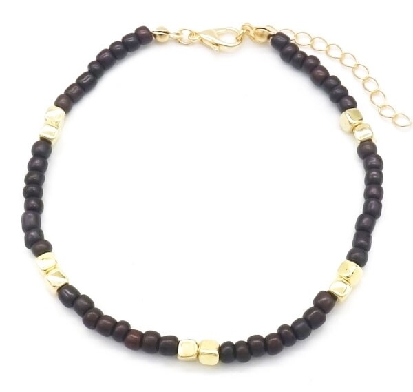 Enkelbandje beads | Zwart