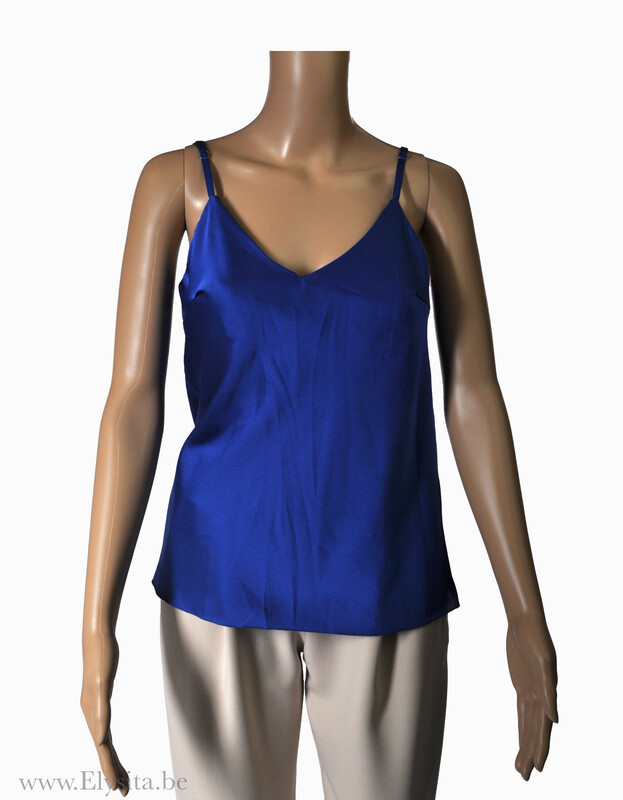 Effen satijn topje | Blauw