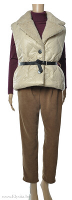 Bodywarmer met riem  / Crème