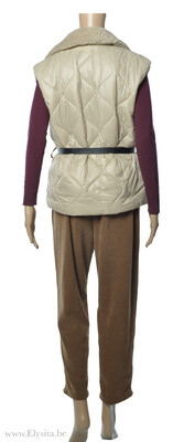 Bodywarmer met riem  / Crème