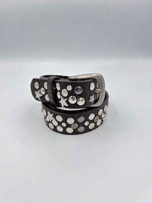 Echte Leren Damesriem met figuren | Bruin