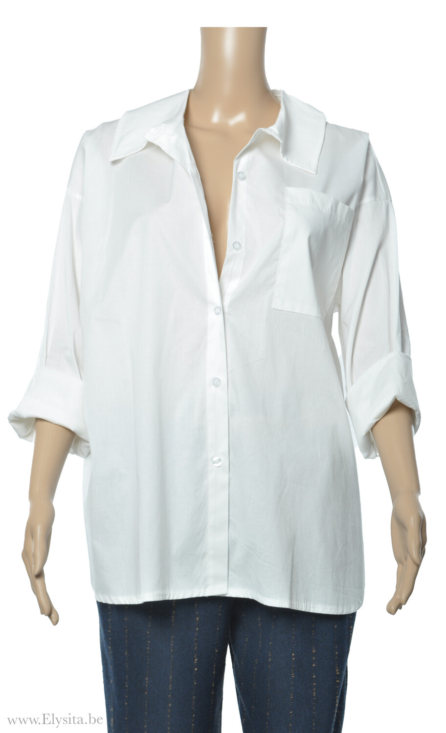 Oversized Hemd met rugdetail / Wit