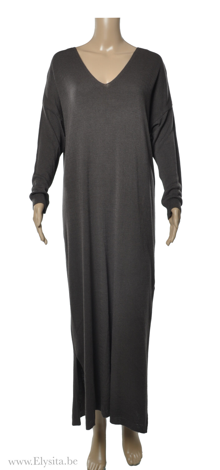 Fijngebreide V-hals Jurk