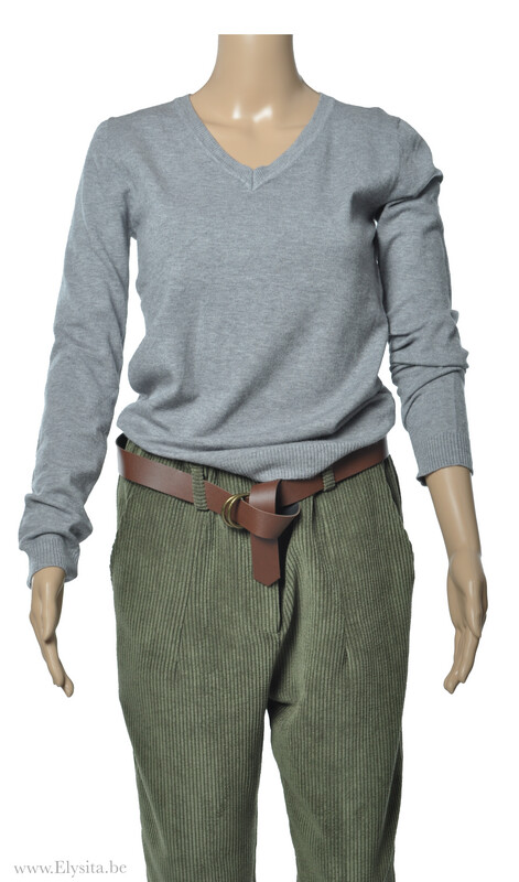 Fijne V-hals Trui - Grijs