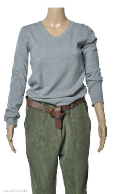 Fijne V-hals Trui - Grijs