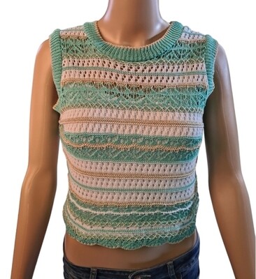 Gehaakte debardeur Wit-groen