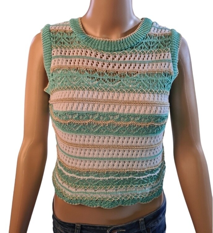 Gehaakte debardeur Wit-groen