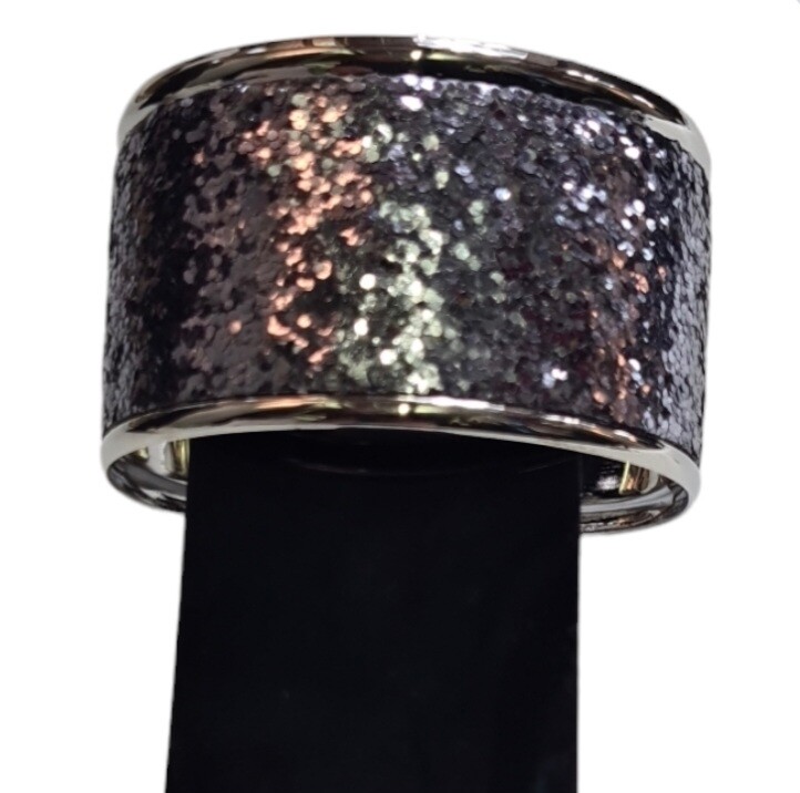 Klemarmband zilver /lichtpaars gitters