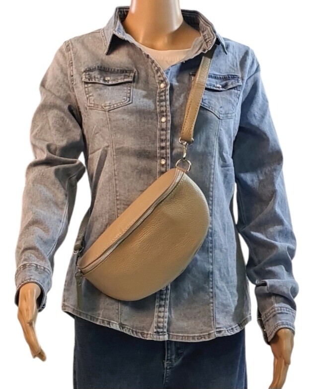 Lederen heuptas | Beige