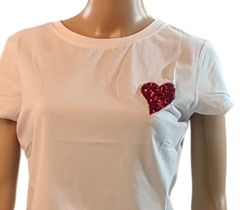 Wit T-shirt - Rood hartje