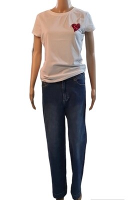 Wit T-shirt - Rood hartje