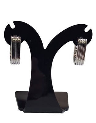 Zilveren oorbel rechthoekig