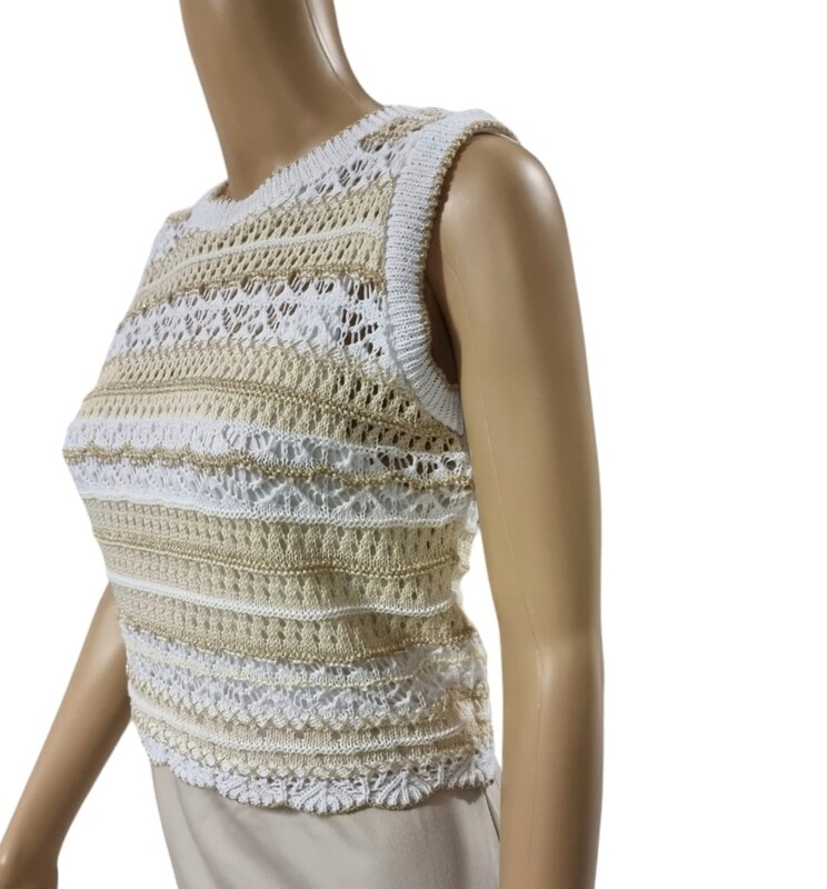 Gehaakte debardeur Wit-Beige