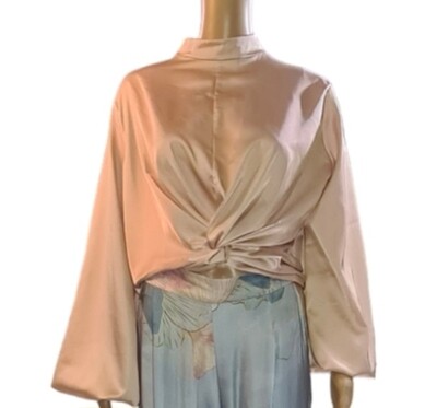 Design satijnen blouse - Oudroze