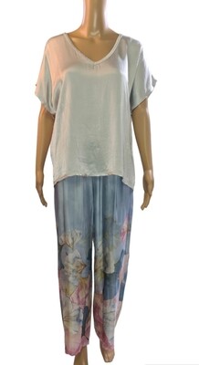 Blouse korte mouw / grijs-blauw