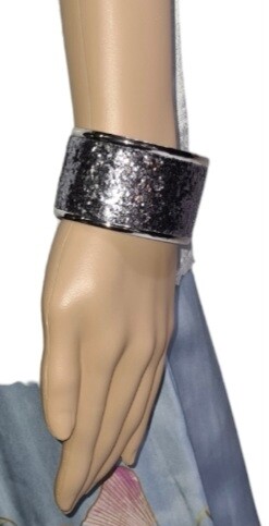 Klemarmband zilver /lichtpaars gitters