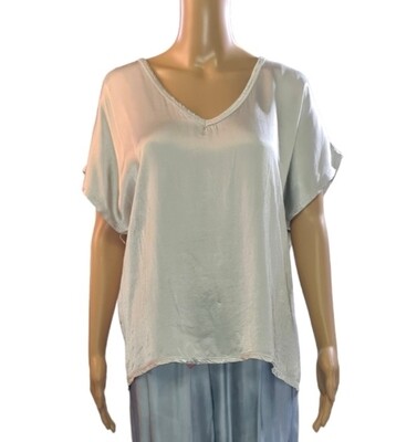 Blouse korte mouw / grijs-blauw