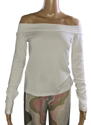 Off-shoulder T-shirt / Wit