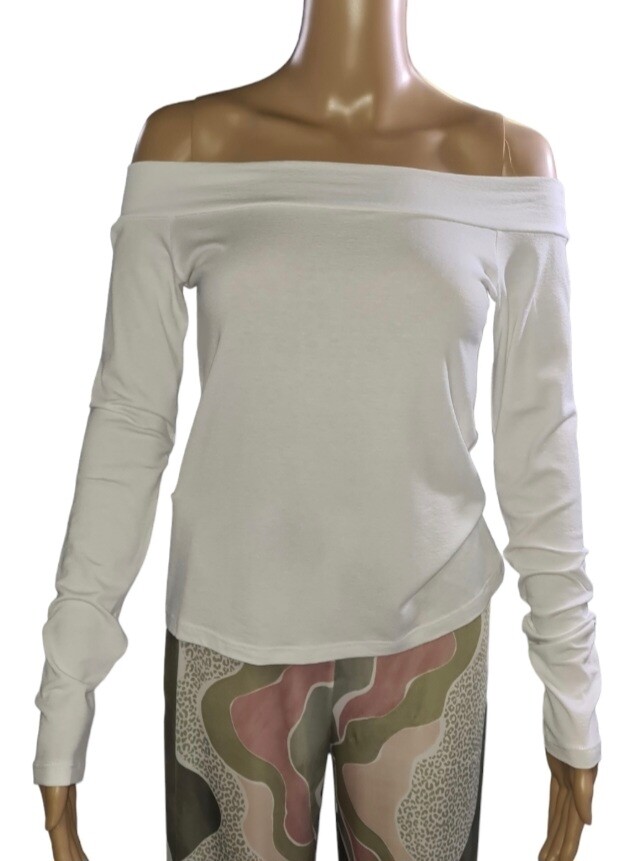 Off-shoulder T-shirt / Wit