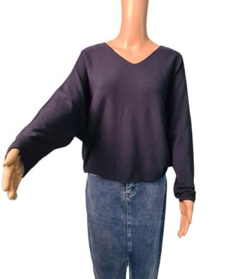 V-hals trui - -Donkerblauw
