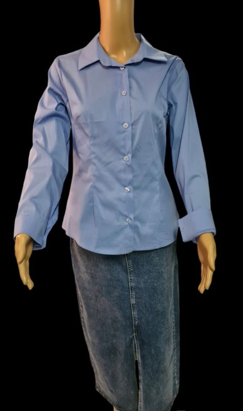 Effen Slim Fit Hemd - Blauw
