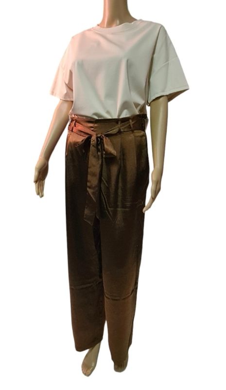 Satijnen losse broek - Bruin