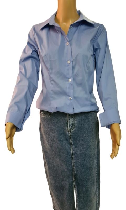 Effen Slim Fit Hemd - Blauw