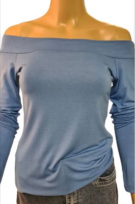 Off-shoulder T-shirt / Blauw