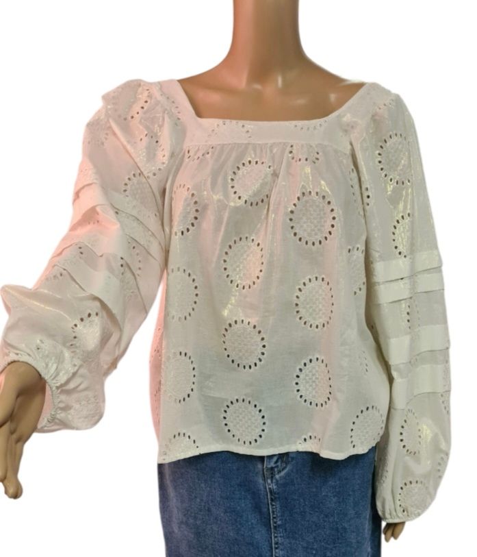 Blouse met rugdetail / Wit-Goud