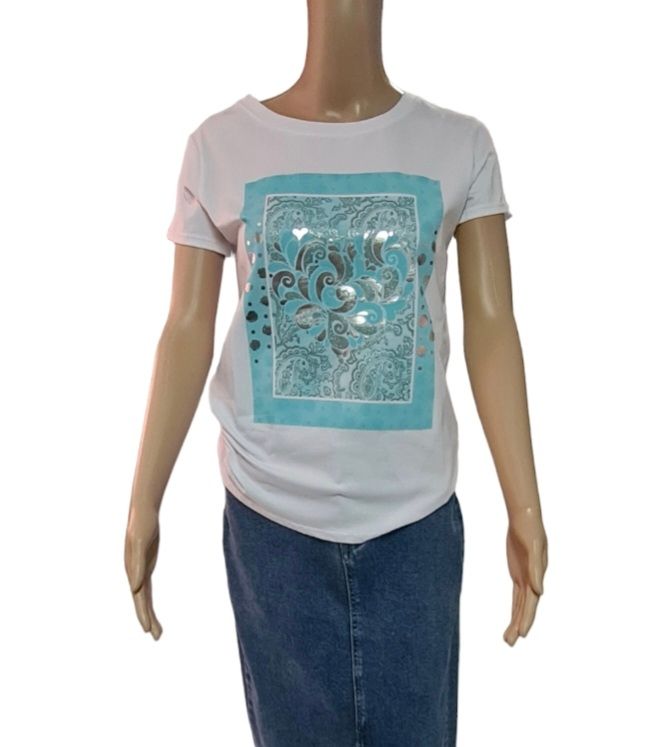 T-shirt met print / Turquoise