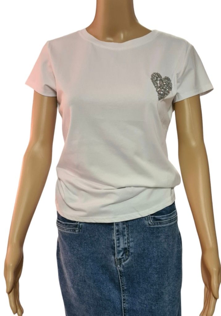 Wit T-shirt - Grijs hartje