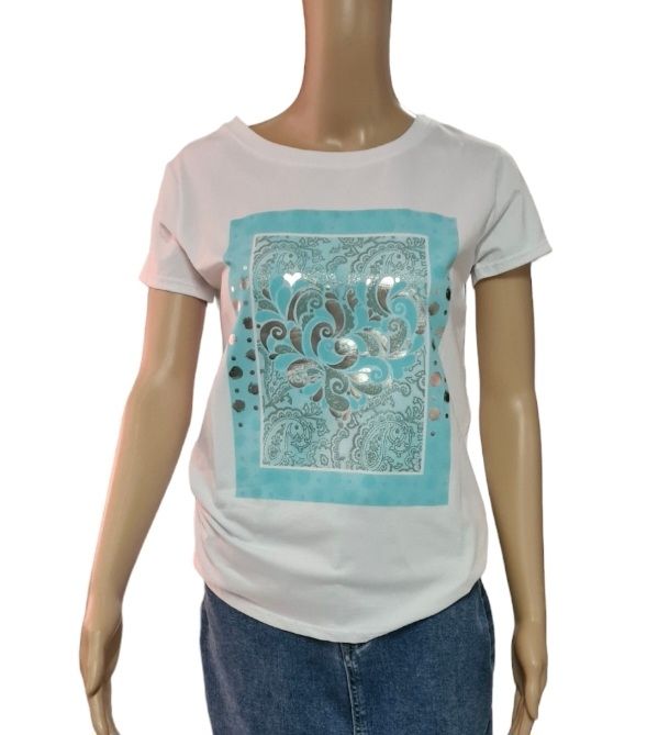 T-shirt met print / Turquoise