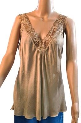 Kanten Topje / Wit, Kleur: Beige, Maat: TU