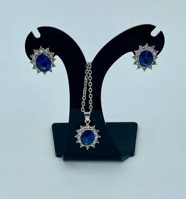 Setje ketting en oorbellen | Blauw