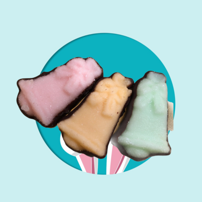 Fondant Sugar Easter Bells on Belgian Chocolate