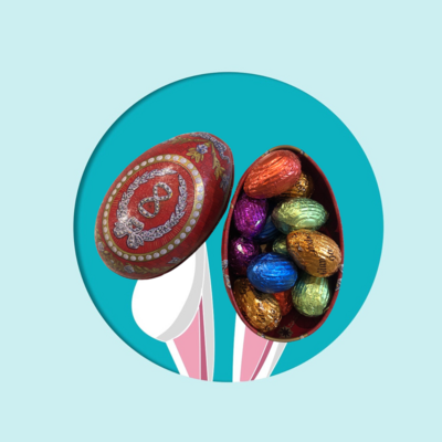 Metal Fabergé Style Easter Egg with Belgian Chocolate Eggs