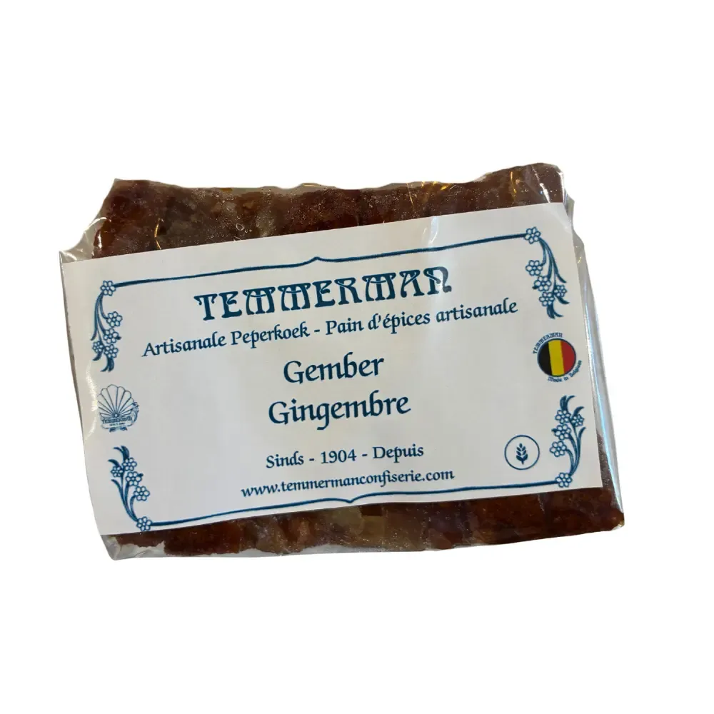 Temmerman ginger gingerbread, baked with honey and sharper than the basic version