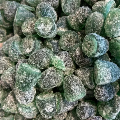 Eucalipto de Temmerman, gomas duras verdes en forma de bola con sabor fresco a eucalipto